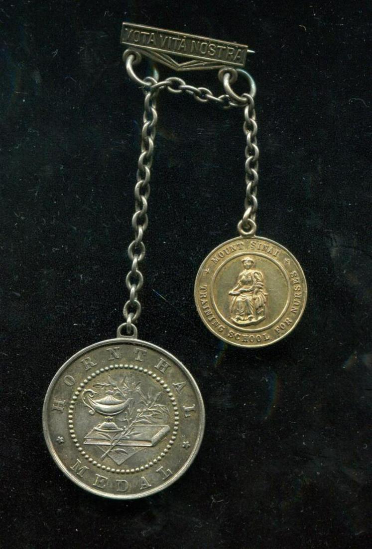 Nursing Medals: Lot includes Two Nursing Medals inscribed on the back to Julia Sweeney from the Mt. Sinai Training School of Nurses, 1894. This lot is being offered on behalf of the New York County Public Administrat