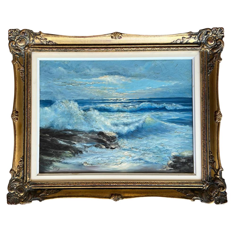Earl Edward Collins, Oil on Board "Crashing Waves" (1 of 3)
