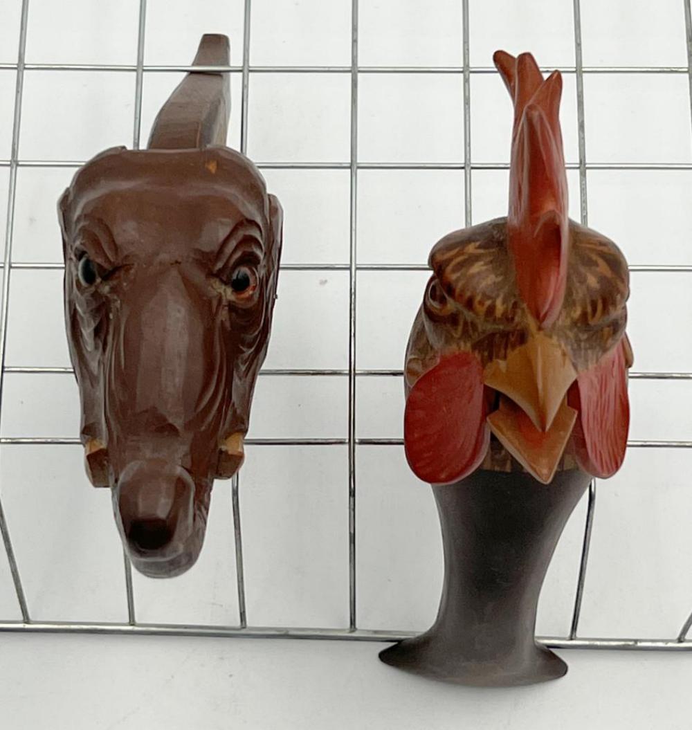 (2) Glass Eyed wood Carved Nut Crackers (1 of 3)