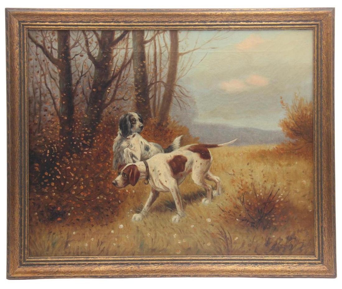 Eugene Petit, Oil on Canvas, Pointers in Landscape (1 of 6)