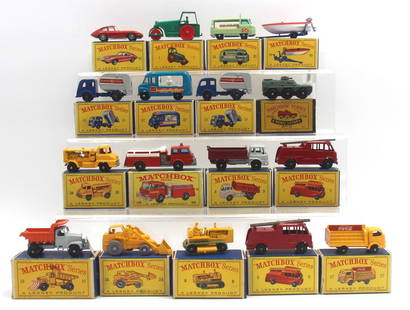 (17) Boxed Matchbox Vehicles: Lot of 17 boxed Matchbox vehicles. Some wear to the boxes.