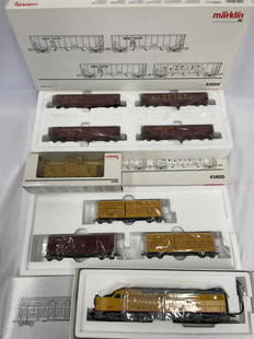 5pc Marklin HO American UP Add-on Lot: Includes a 49610 PA Alco Booster Diesel(needs main unit to operate); 45690 3-cattle cars; 2-45800 4-coal hoppers; 45702 caboose. All show light use.