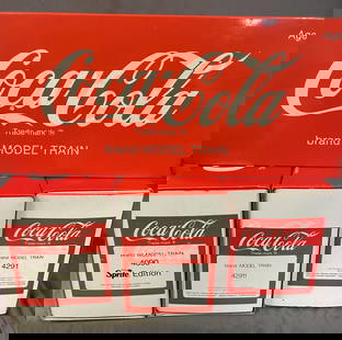 4 LGB G Ga Coca-Cola Boxcars: Includes 4291; 4090; 4291 & 42912 -Ob staines one end. Rest have boxes and sleeves.