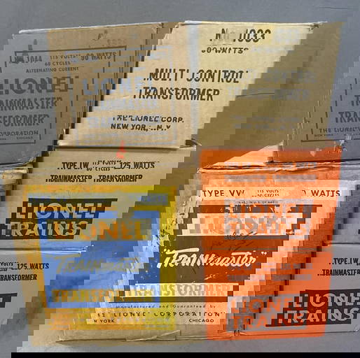 5 Boxed Lionel Transformers