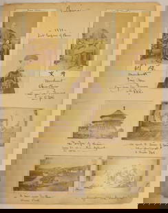 Photo Lot. 19th Century China: Lot of (7) CDV Size photos mounted on album page depicting Gamblers in Old Shanghai, Road to "Avenue of Animals" 80 miles from Canton, Photo of the Last Emperor of China 1871, Two photos of Chinese Me