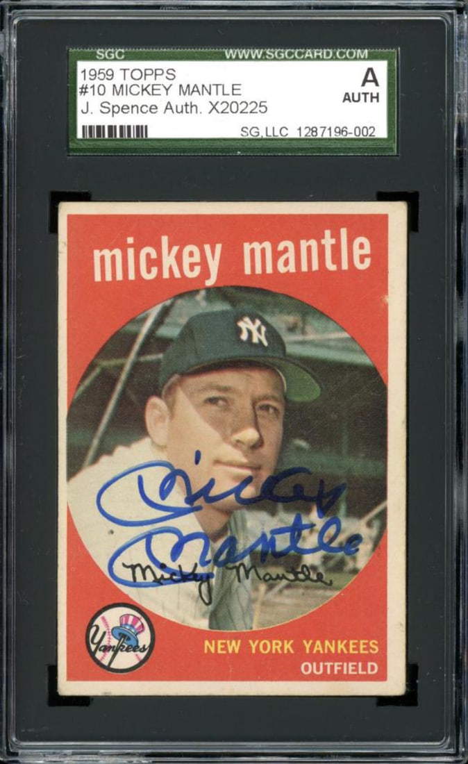 1959 Topps #10 Mickey Mantle Signed (1 of 2)