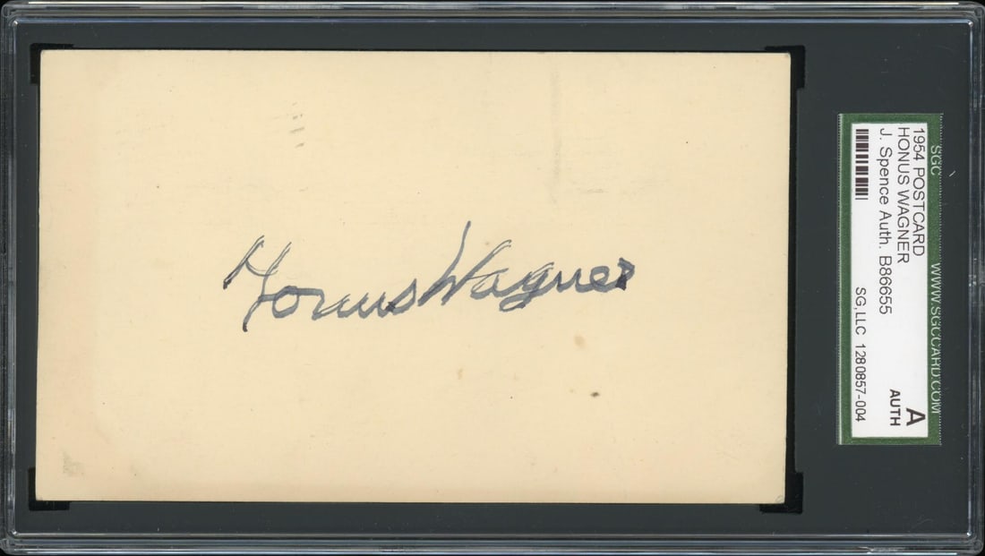 Honus Wagner Autographed 1954 Postcard JSA/SGC (1 of 2)