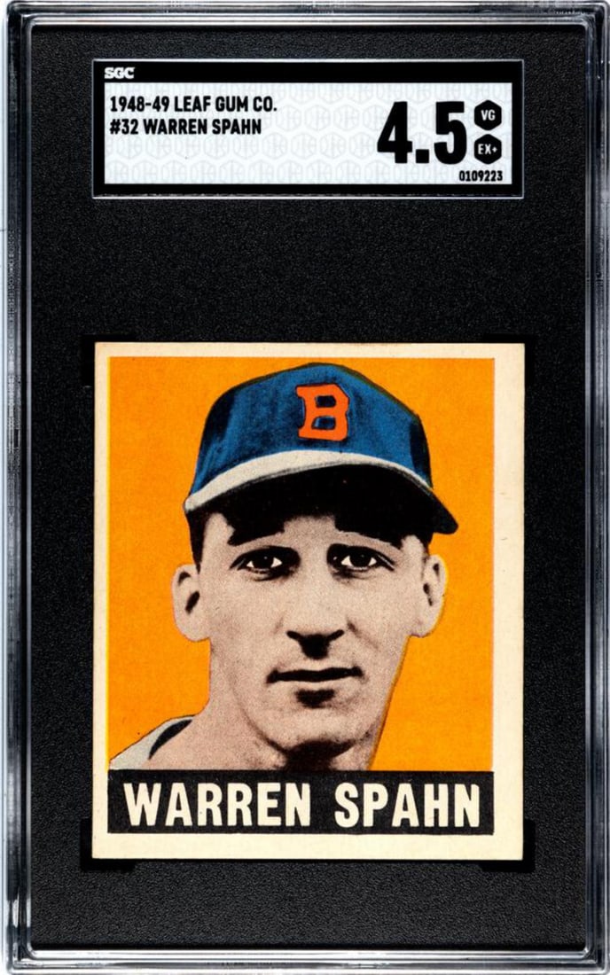 1948 Leaf #32 Warren Spahn SGC VG/EX+ 4.5 (1 of 2)