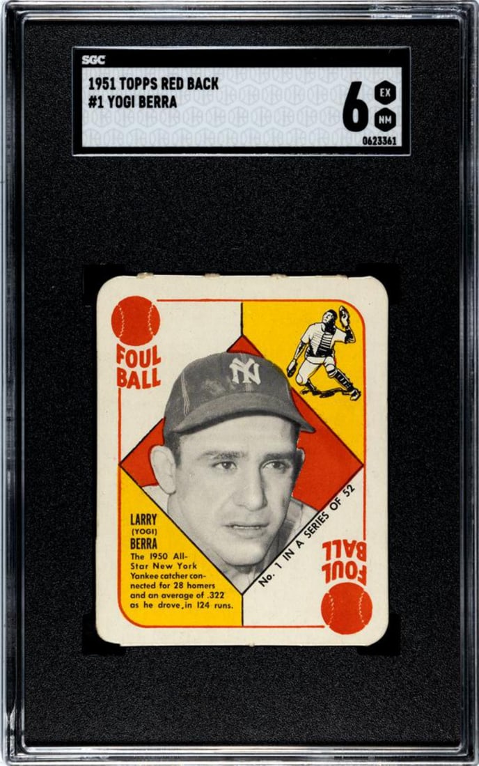 1951 Topps Red Back #1 Yogi Berra SGC EX/NM 6 (1 of 2)