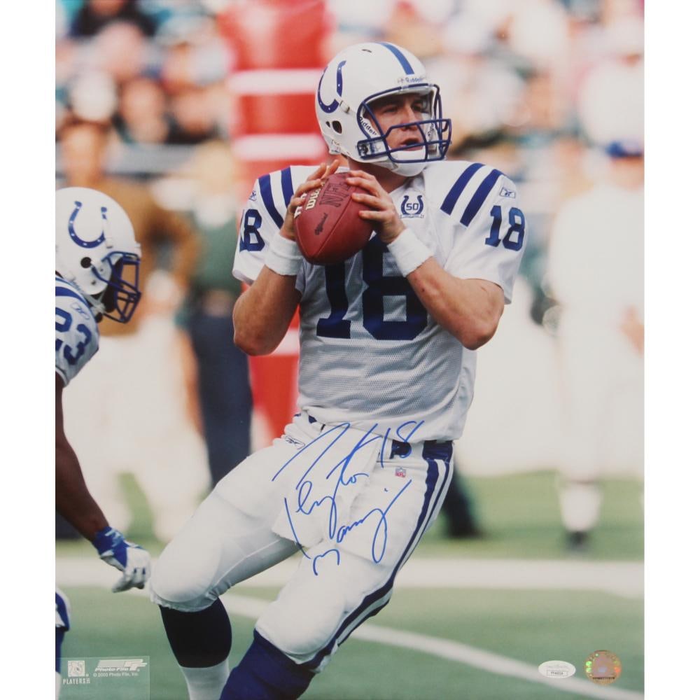 16" x 20" Photo signed by Peyton Manning: Great color photo of Peyton Manning in throwing formation. This lot comes with a JSA certificate of authenticity which is pending and will be delivered once we receive it.