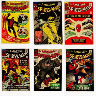 Marvel Amazing Spider-Man Lot, 24 Issues: Includes #8 (1st appearance of the Living Brain, first battle Spider-Man vs Human Torch, 30, 31 (1st appearance of Gwen Stacy & Harry Osborn), 40, 41 (1st appearance of Rhino), 42-49, 50 (1st