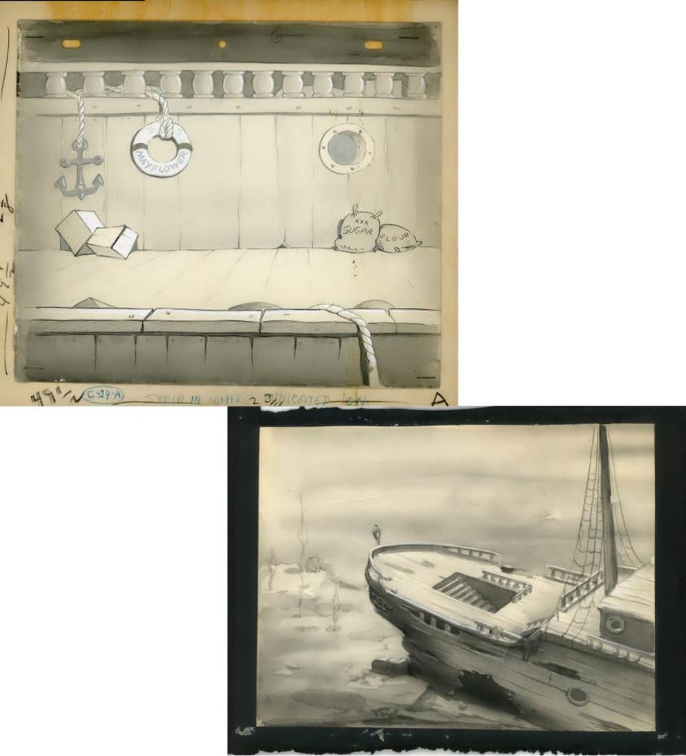 Lot of Two 1930's Production Backgrounds (1 of 1)