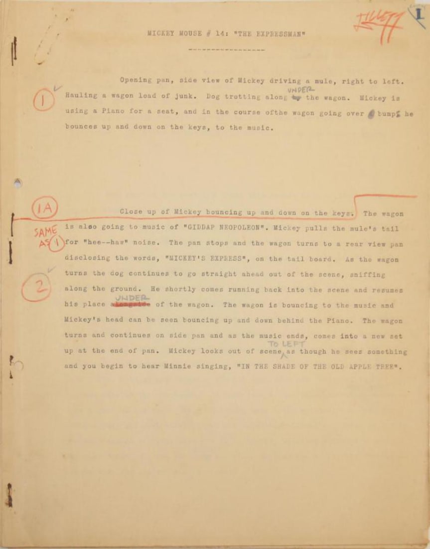 The Delivery Boy Mickey Mouse Cartoon Script 1931 (1 of 3)