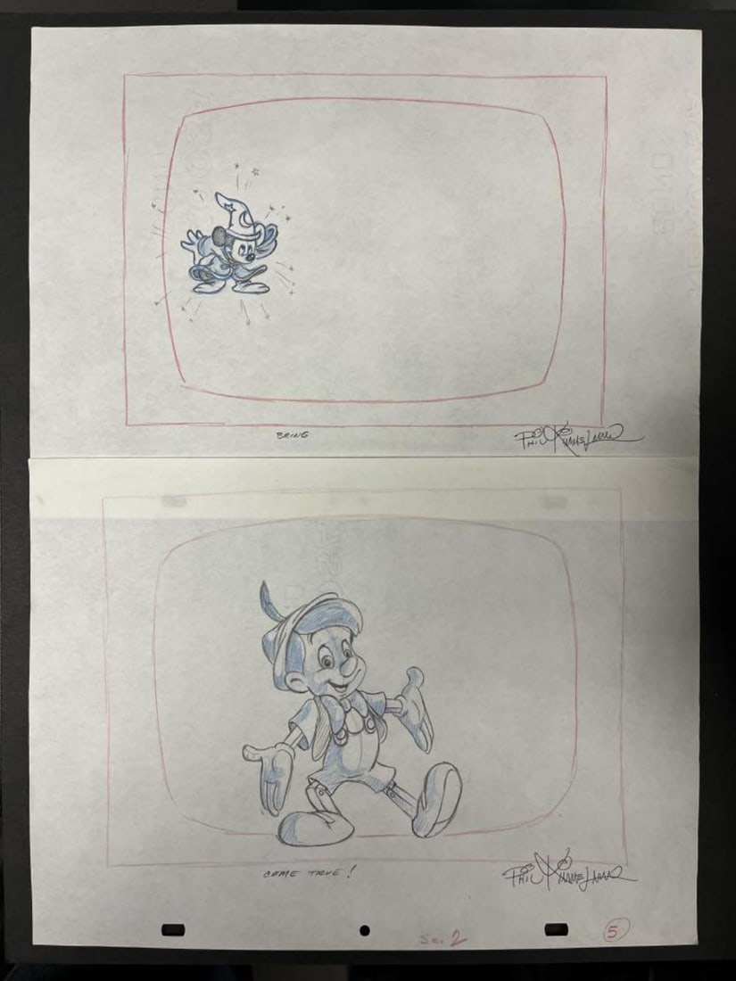 Pinocchio and Mickey Mouse Fantasia VHS Drawings (1 of 7)