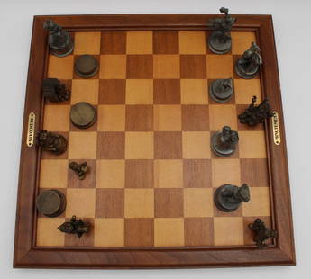 Disney, Metal Masters Chess Set: Minutemen & Redcoats. Game board approx. 14-3/4" x 14-3/4". Includes (3) bases and (12) characters.