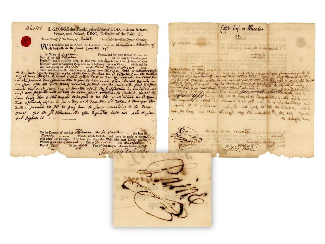 Robert Treat Paine Signed 1765 Document (1 of 4)