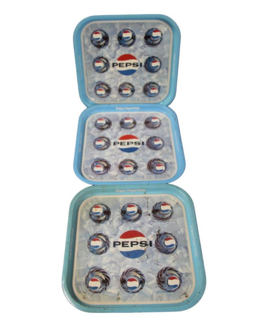 (3) 1960's Pepsi Cola Square Serving Trays (1 of 5)