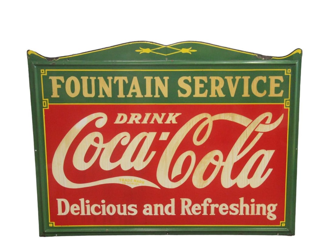 1936 Coca-Cola Fountain Service Porcelain Sign (1 of 7)
