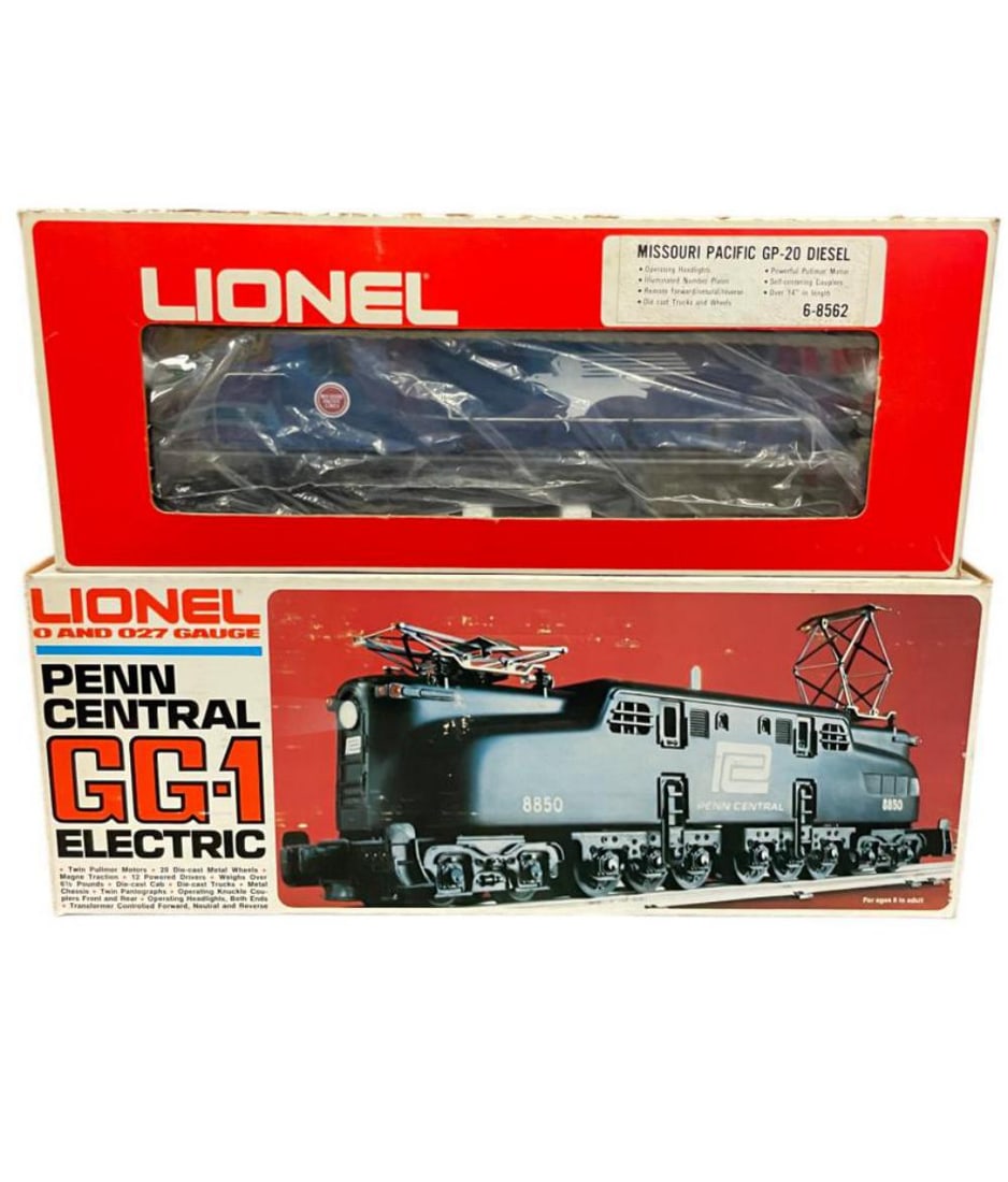 Lionel MPC Locomotives 8550 & 8562: Includes an 8550 PC GG1 Electric; 8562 MP GP20 diesel. They show test run wheels with boxes.
