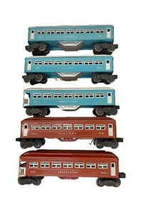 5 Early Lionel 2400 Passenger Cars