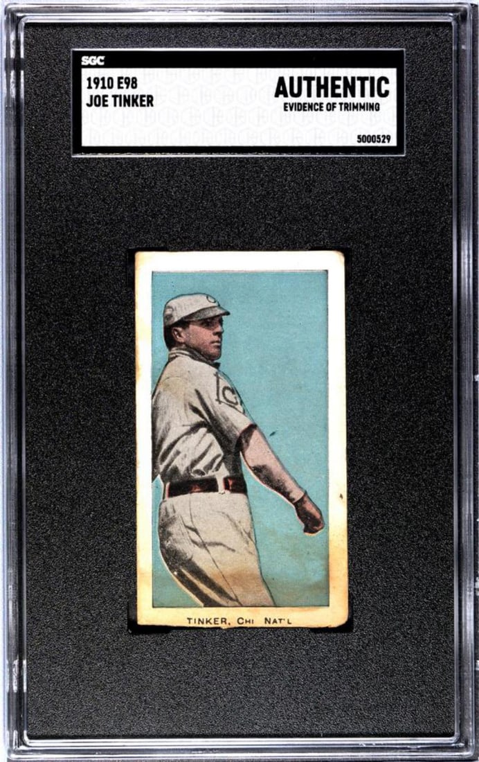 1910 E98 (Set of 30) Joe Tinker SGC Authentic: SGC Authentic - Evidence of Trimming