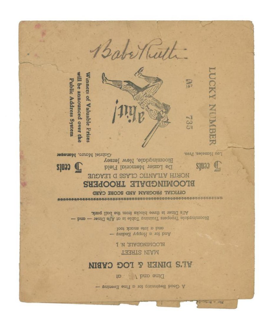 Babe Ruth Signed 1946 Program Scorecard - JSA (1 of 3)