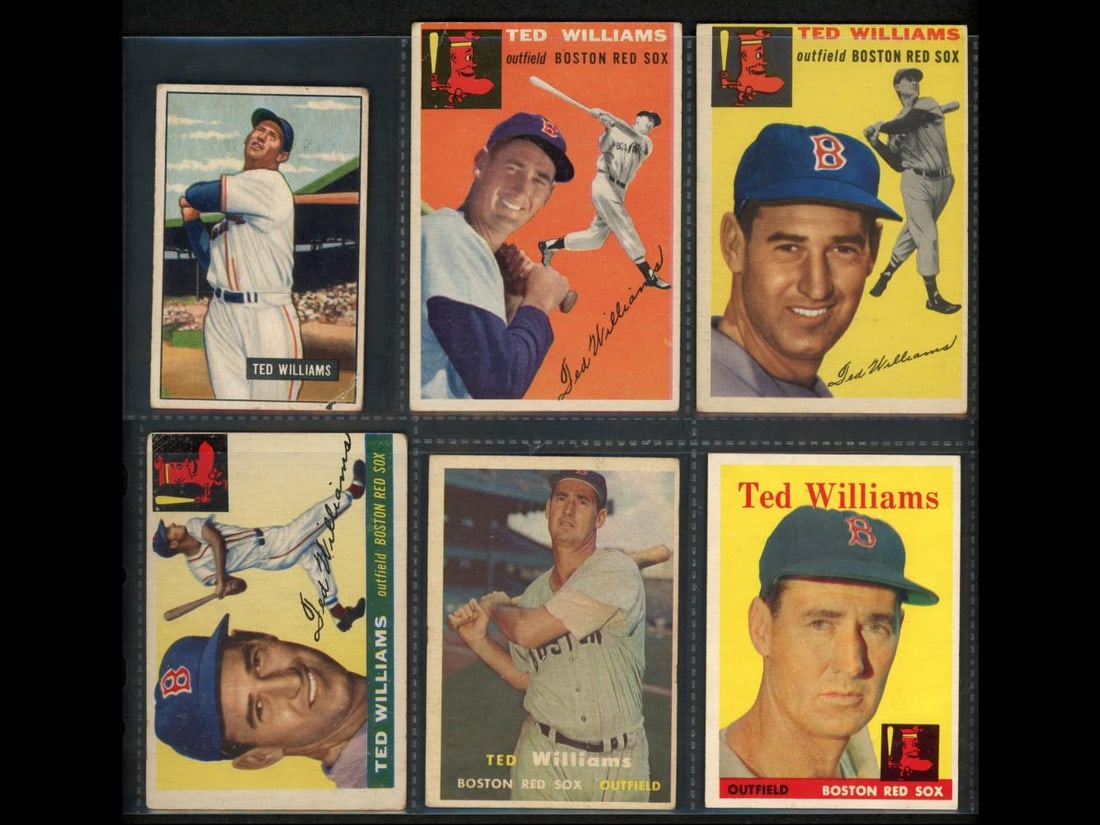 (6) 1950's Ted Williams Bowman/Topps Cards (1 of 2)