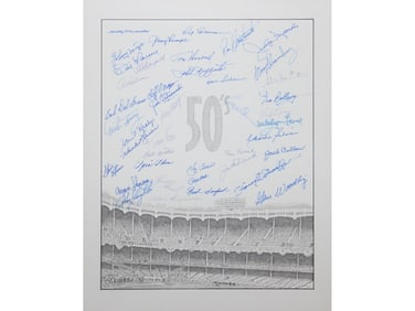 Yankees Multi Signed Print, Murray Tinkelman