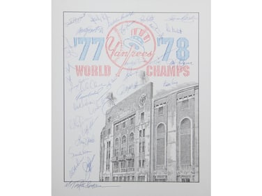 Yankees Multi Signed Print, Murray Tinkelman