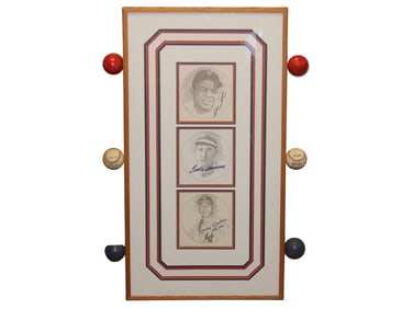 500 HR Triptych, Mantle, Mays, Williams Signed
