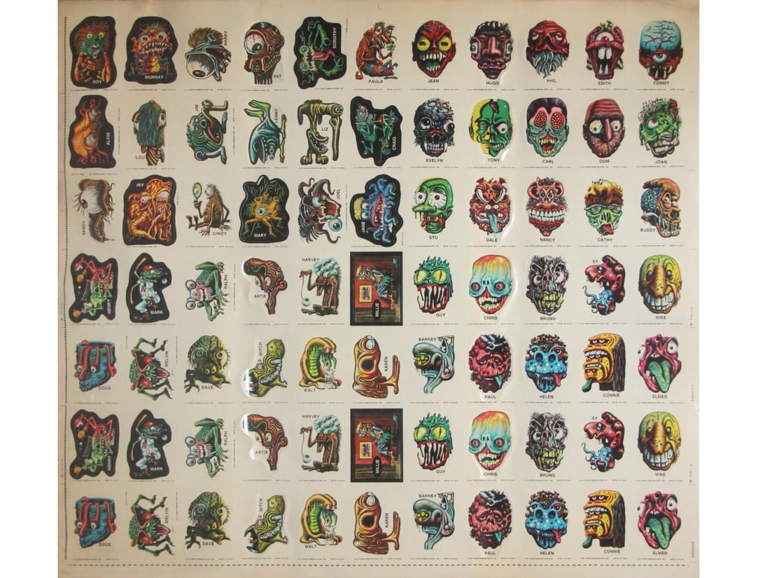 1973-74 Topps Ugly Stickers Uncut Sheet (1 of 2)