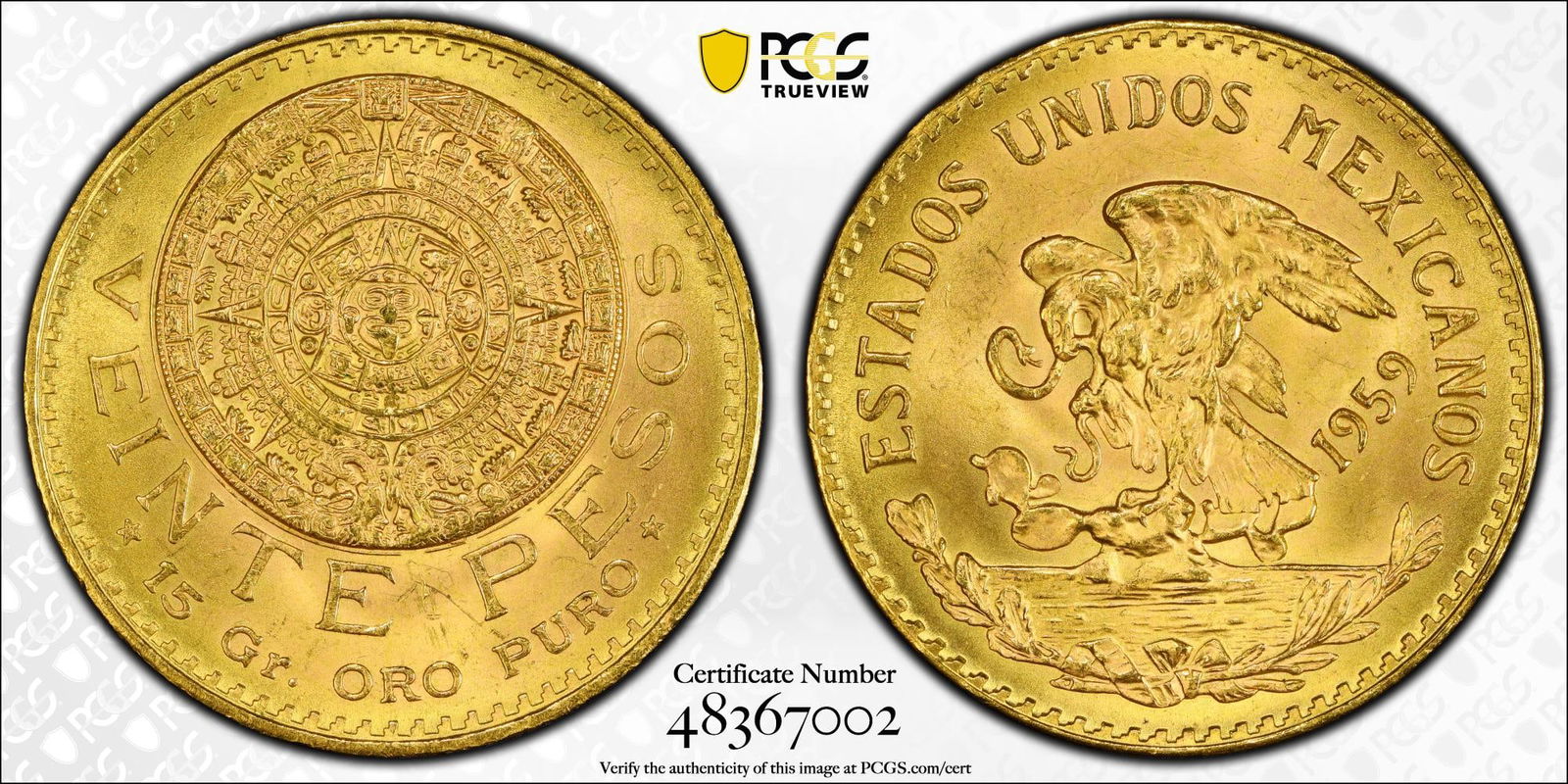 Mexico 1959 20 Peso PCGS Graded MS64 (1 of 3)