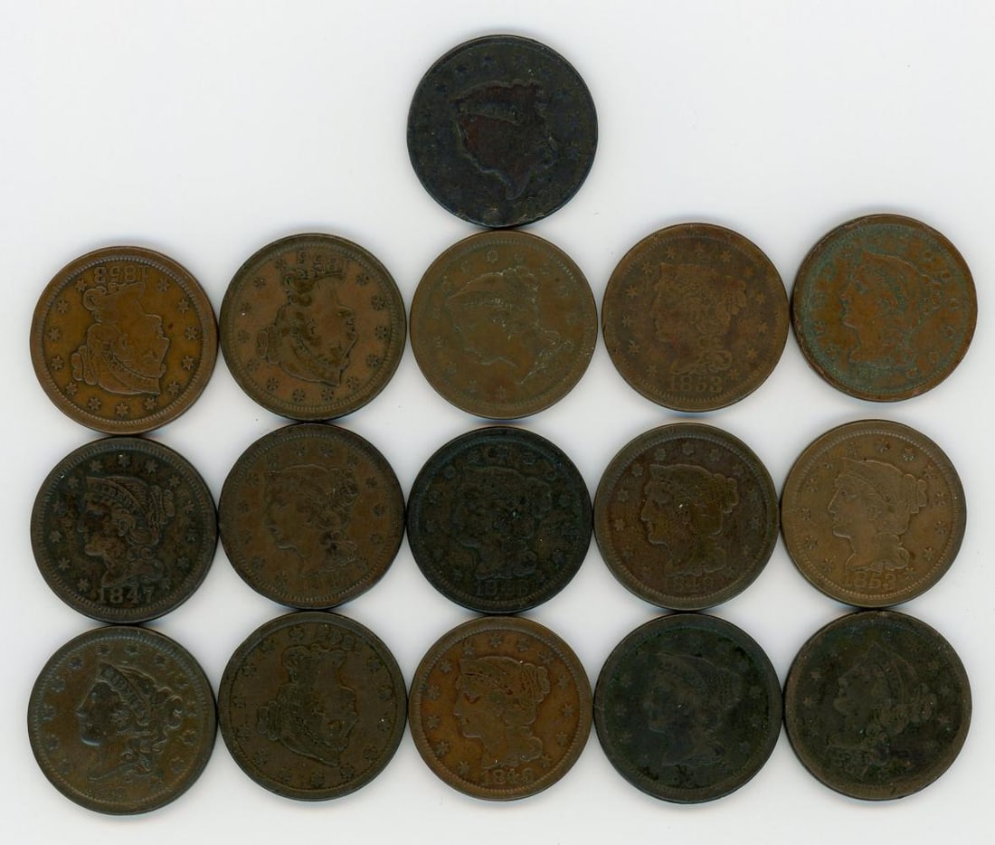 (16) Coronet Head and Braided Hair Large Cent (1 of 2)