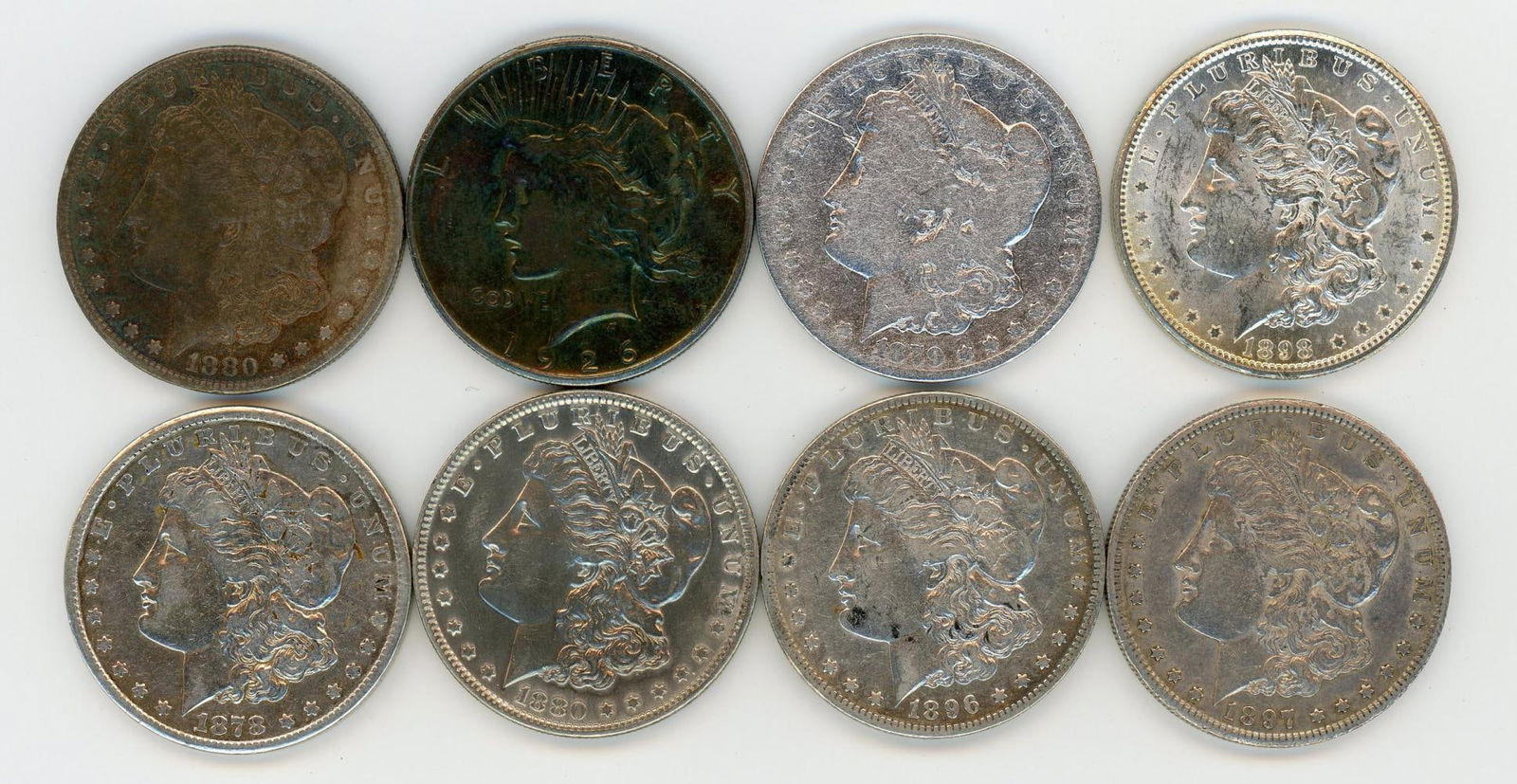 (8) Morgan and Peace Dollars Incl. Carson City (1 of 2)