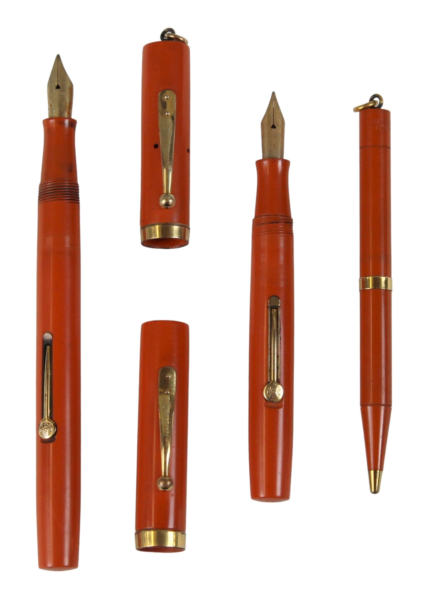 Waterman Cardinal 54, 52V and Pencil: Waterman Cardinal 54, 52v clip and ringtop, and mechanical pencil. Unrestored.