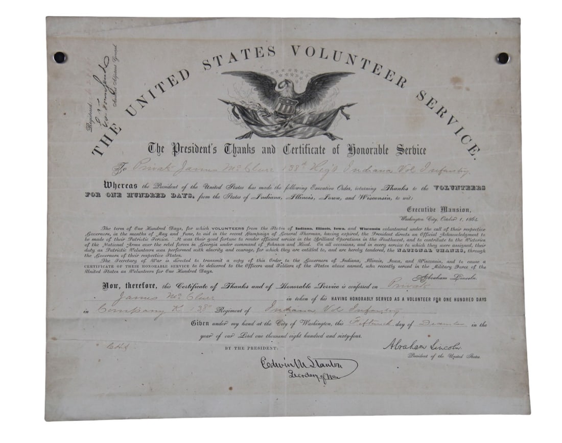 Edwin Stanton Signed Document (1 of 3)