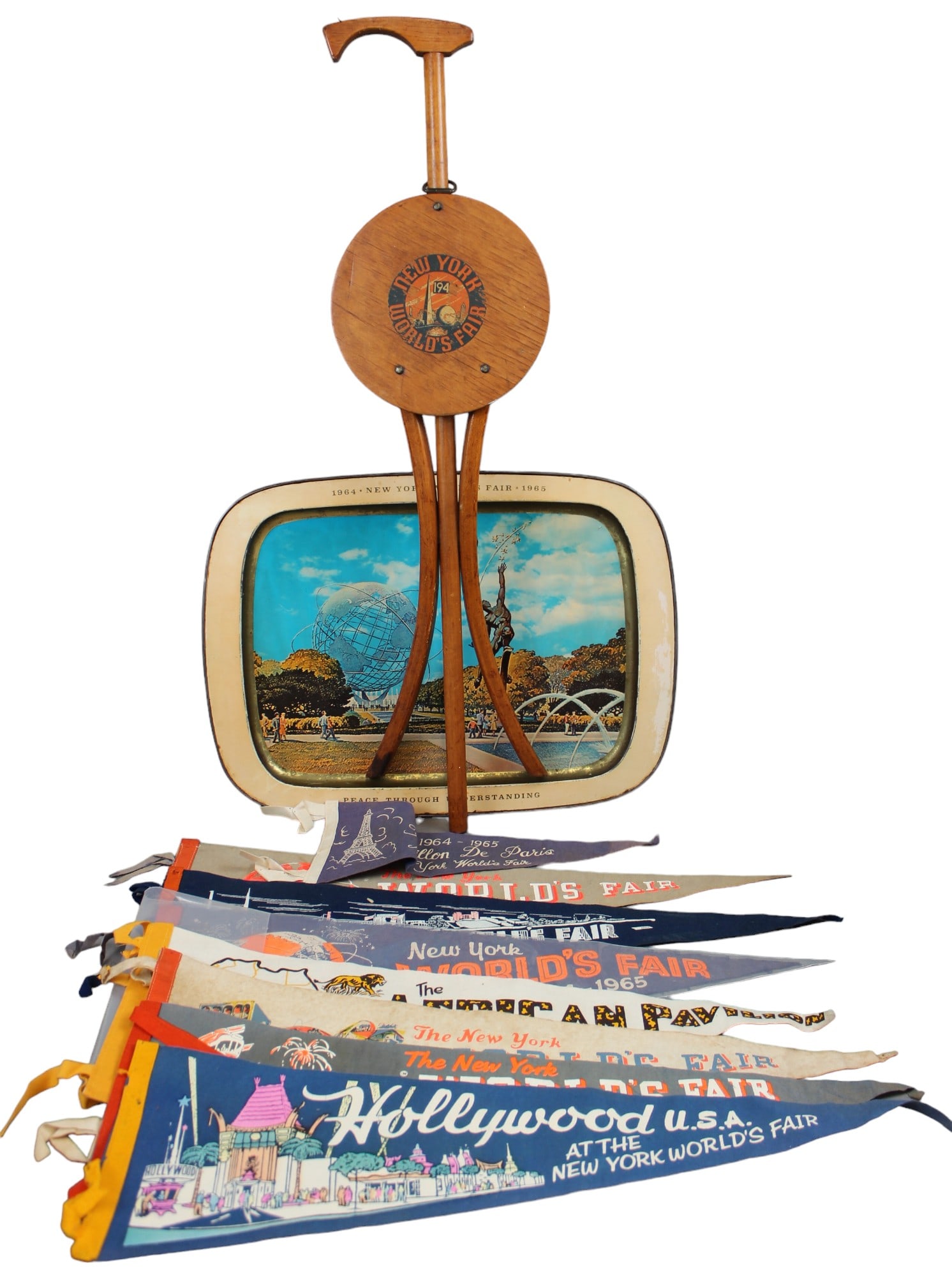 New York World's Fair Pennants, Cane Seat, & Tray (1 of 6)