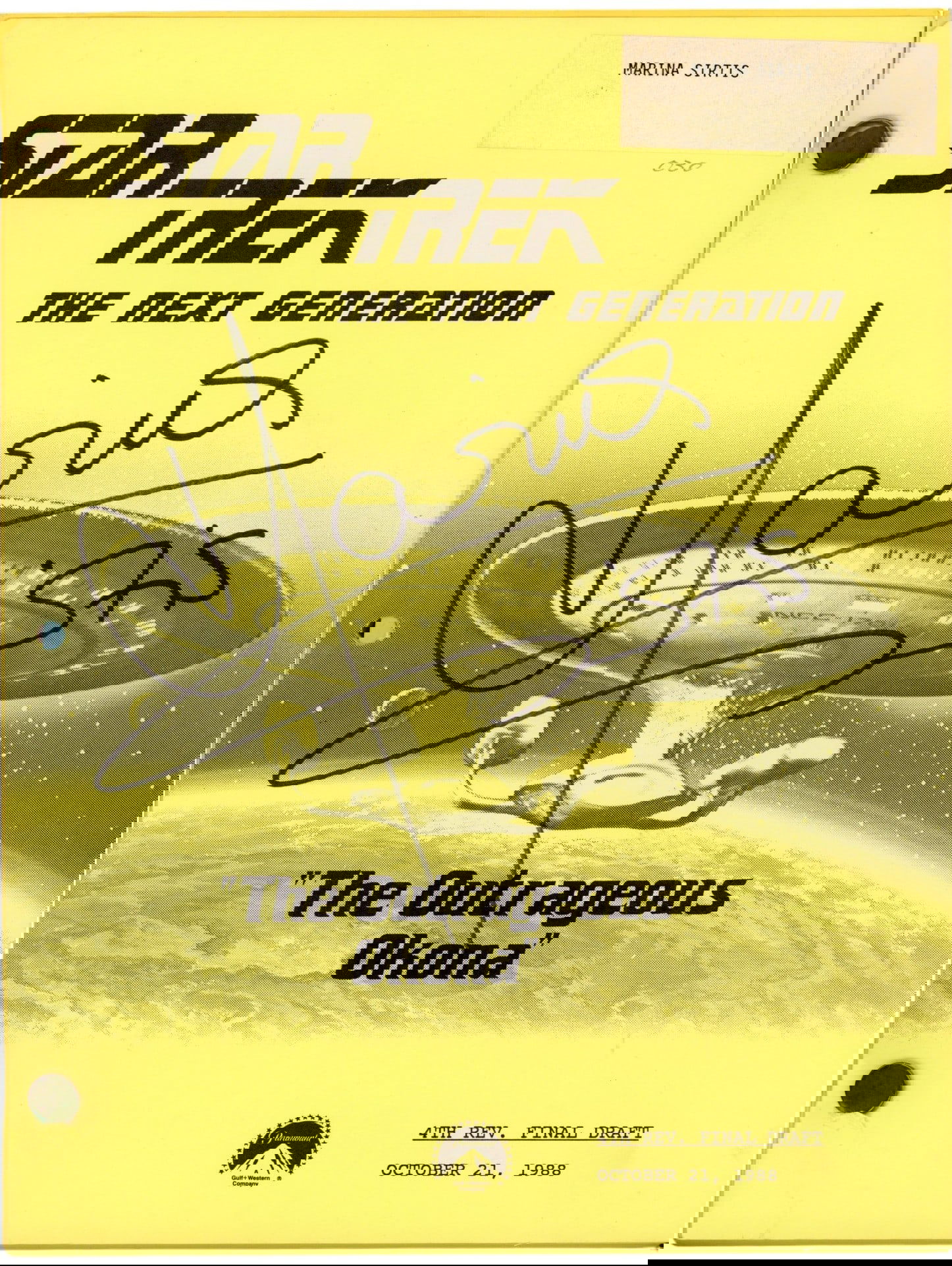 Marina Sirtis Personal Signed Star Trek Script (1 of 1)