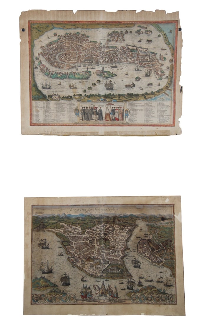 Lot of Two Braun & Hogenberg Maps 1572 (1 of 3)