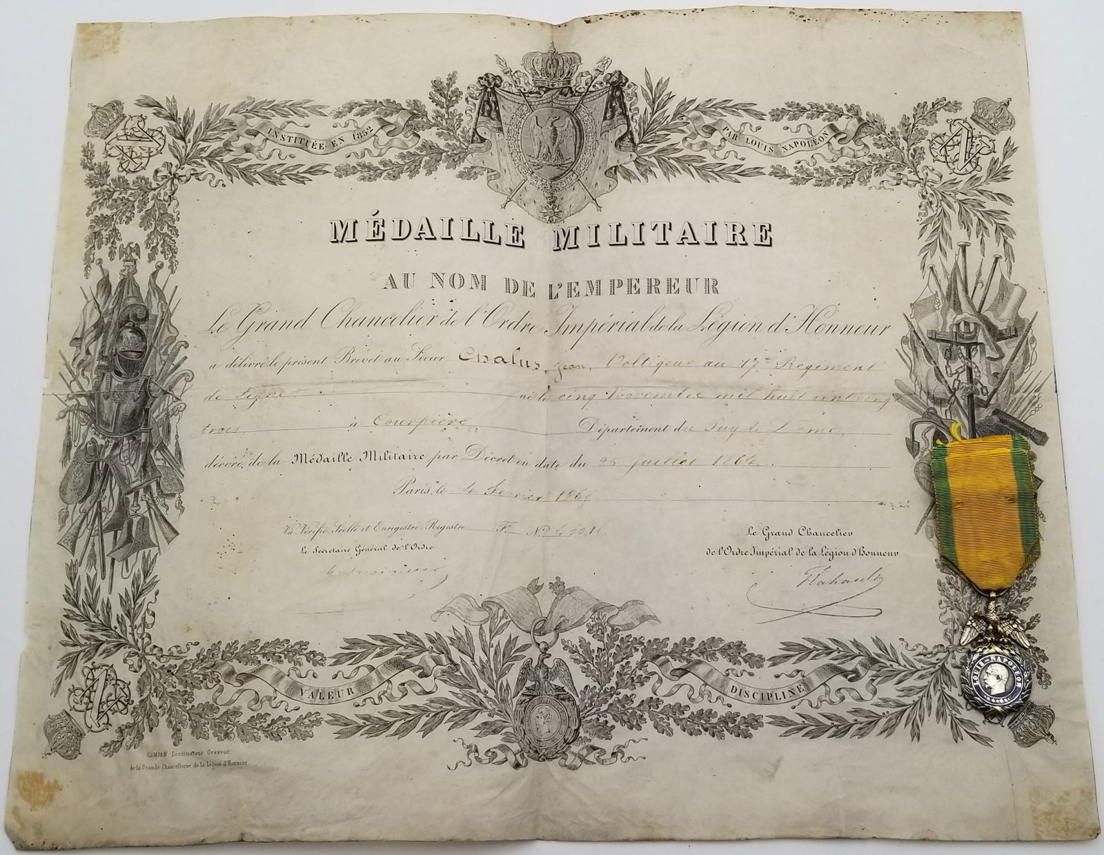 French Military Medal and Document (1 of 4)