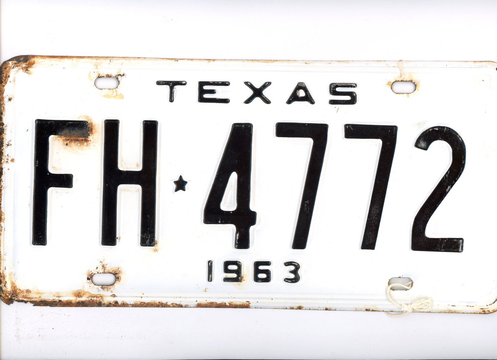 1963 Texas License Plate, Robert White Collection (1 of 2)