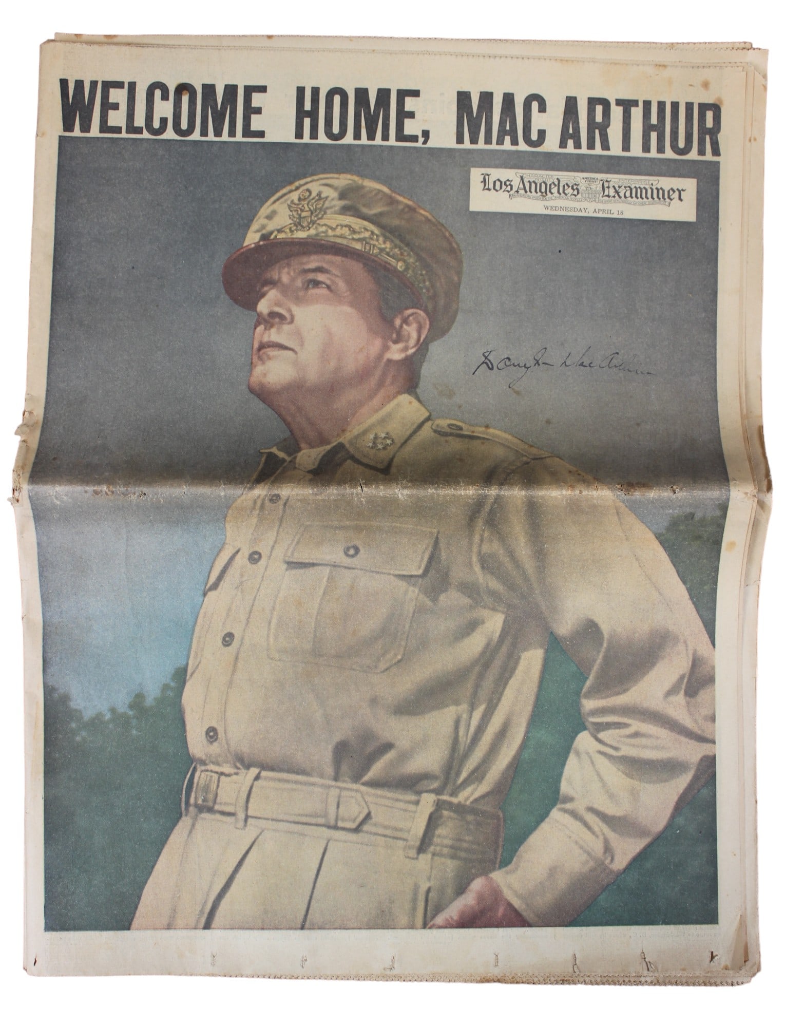 Douglas MacArthur Signed Welcome Home Newspaper (1 of 2)
