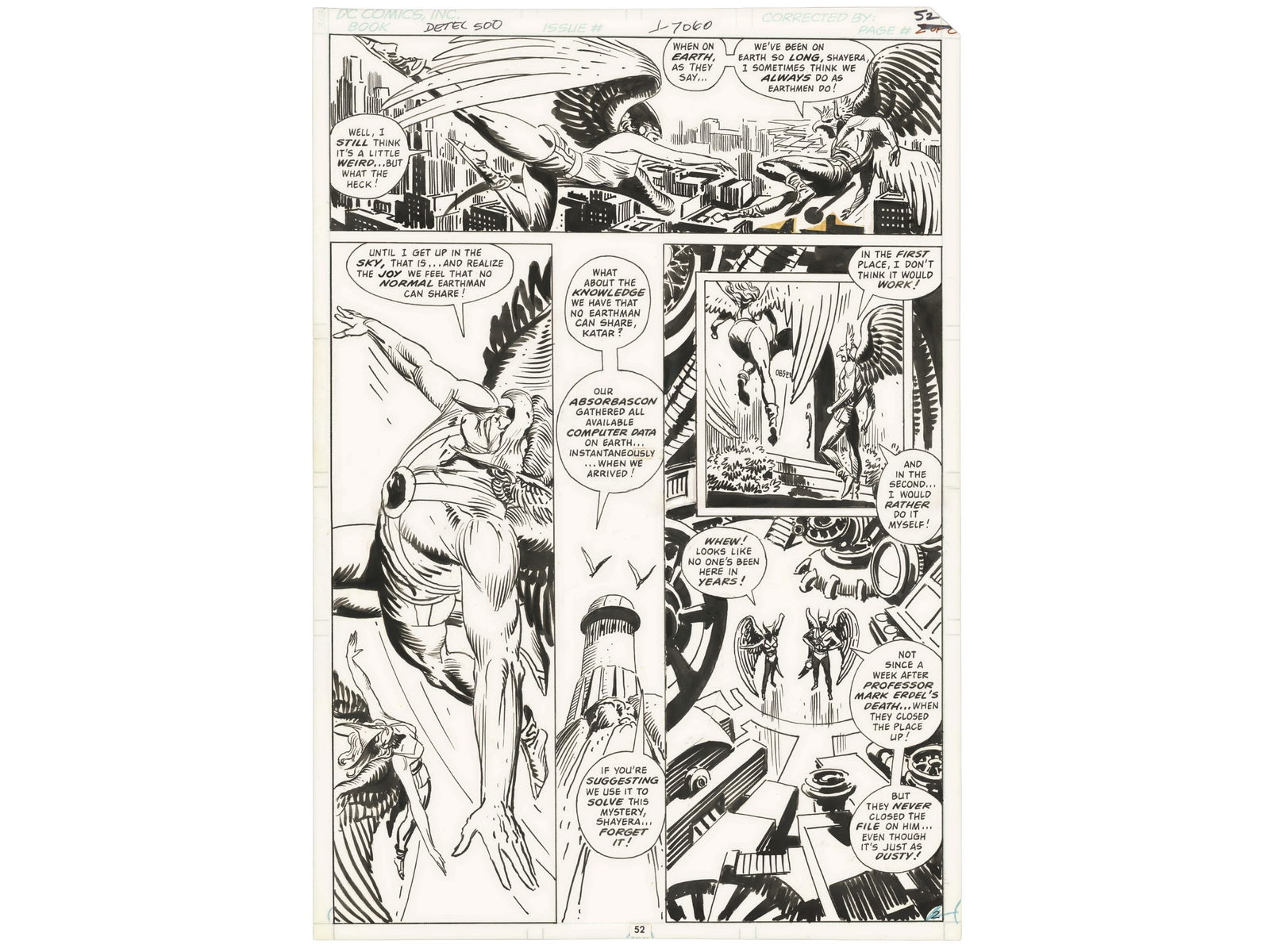 Detective Comics #500 Pg 52 Hawkman Orig Art (1 of 3)