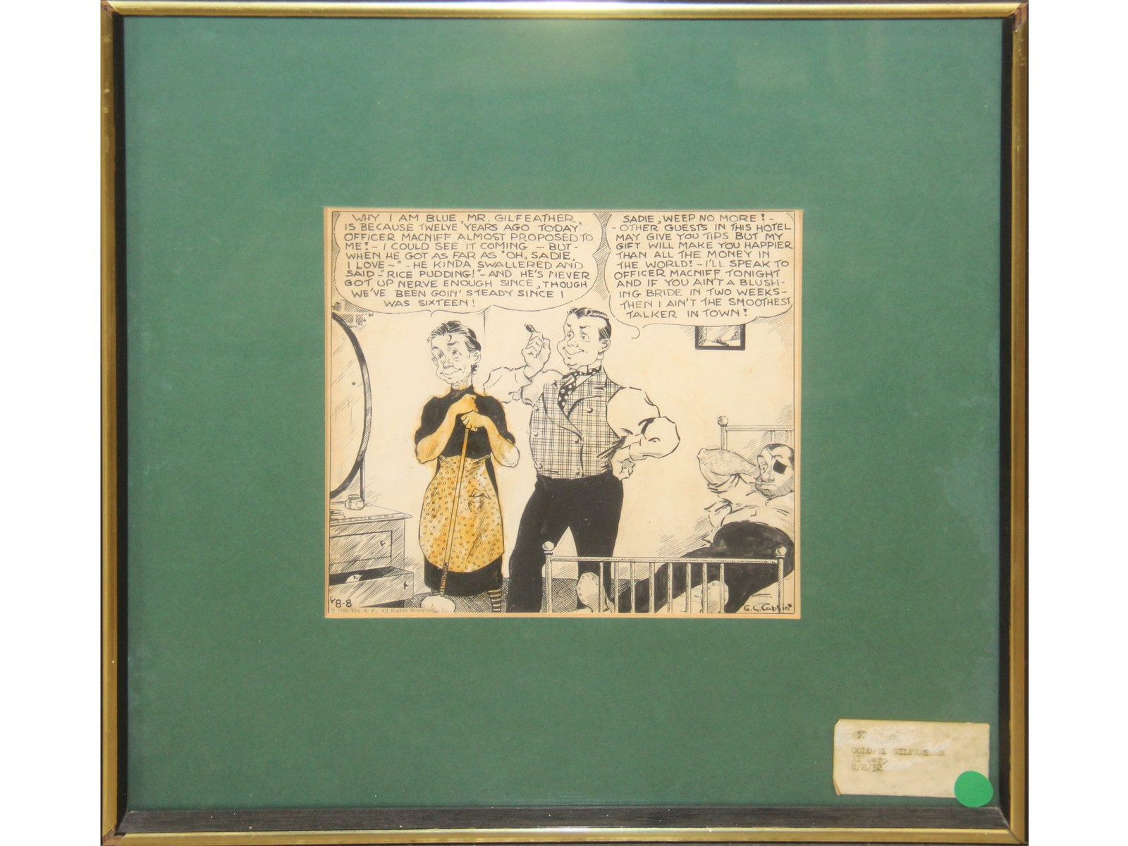 Al Capp. Colonel Gilfeather Original Panel: 9" x 8" Panel signed lower right A. G. Caplin (Al Capp).