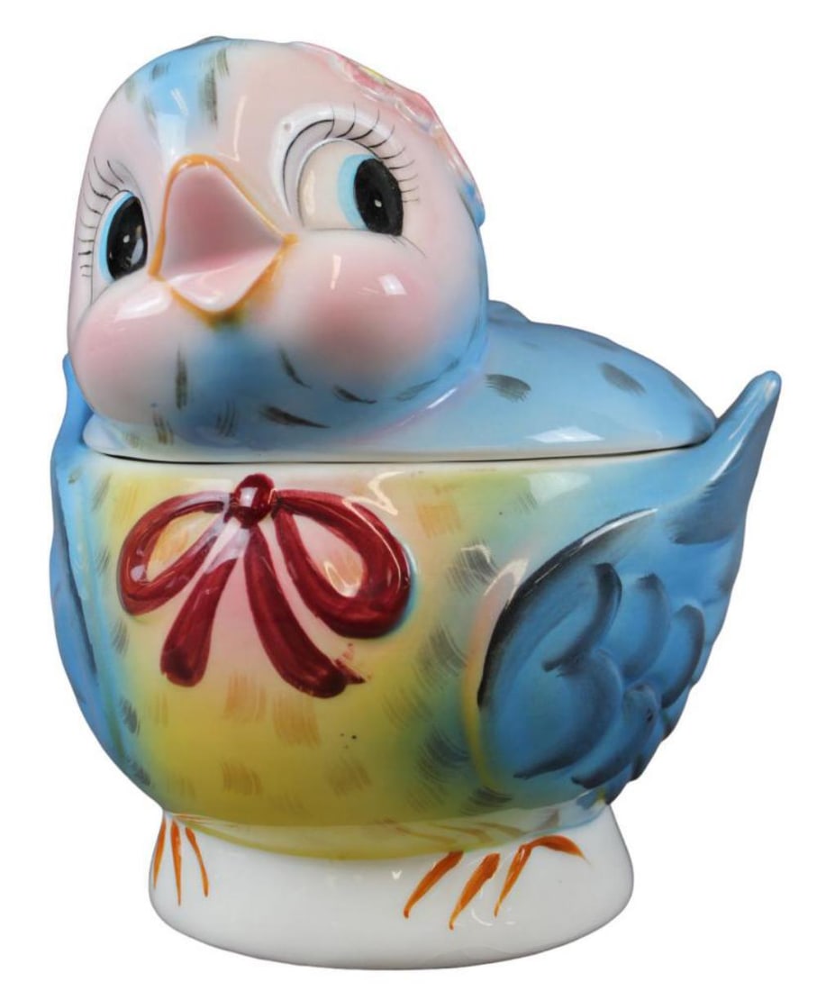 1950's Blue Bird Cookie Jar, Geo. Lefton, Japan (1 of 6)