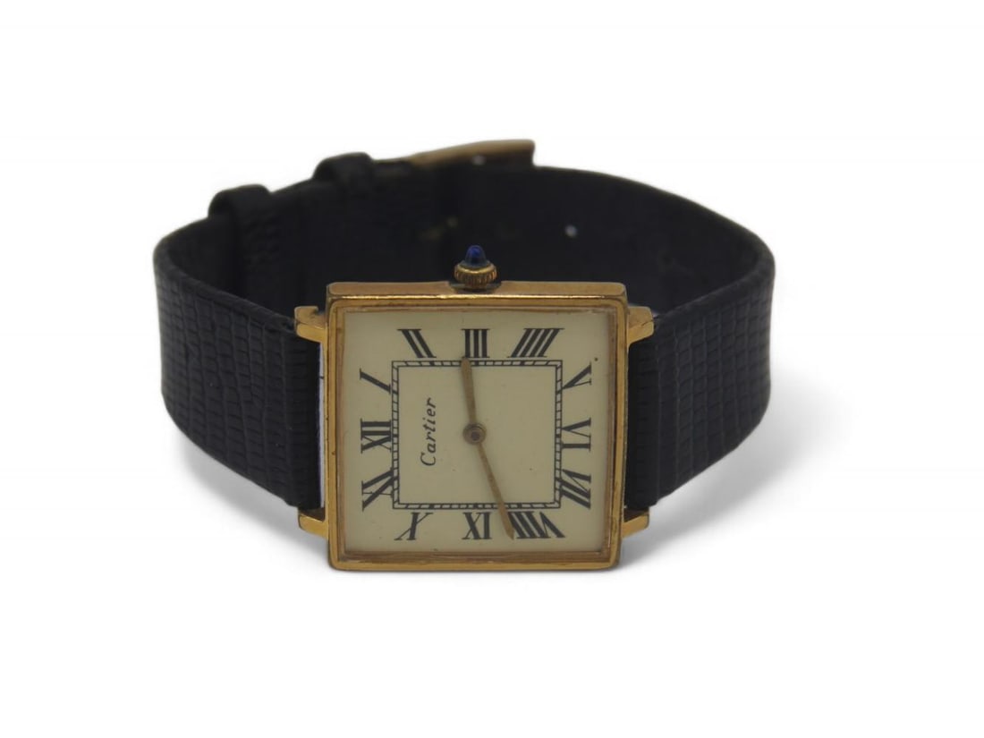Gent's Electroplated Cartier Watch: Electroplated Cartier Manual wind wrist watch.The lot is being offered on behalf of the N.Y. County Public Administrator's Office from the Estate of Richard Berger 21-0279