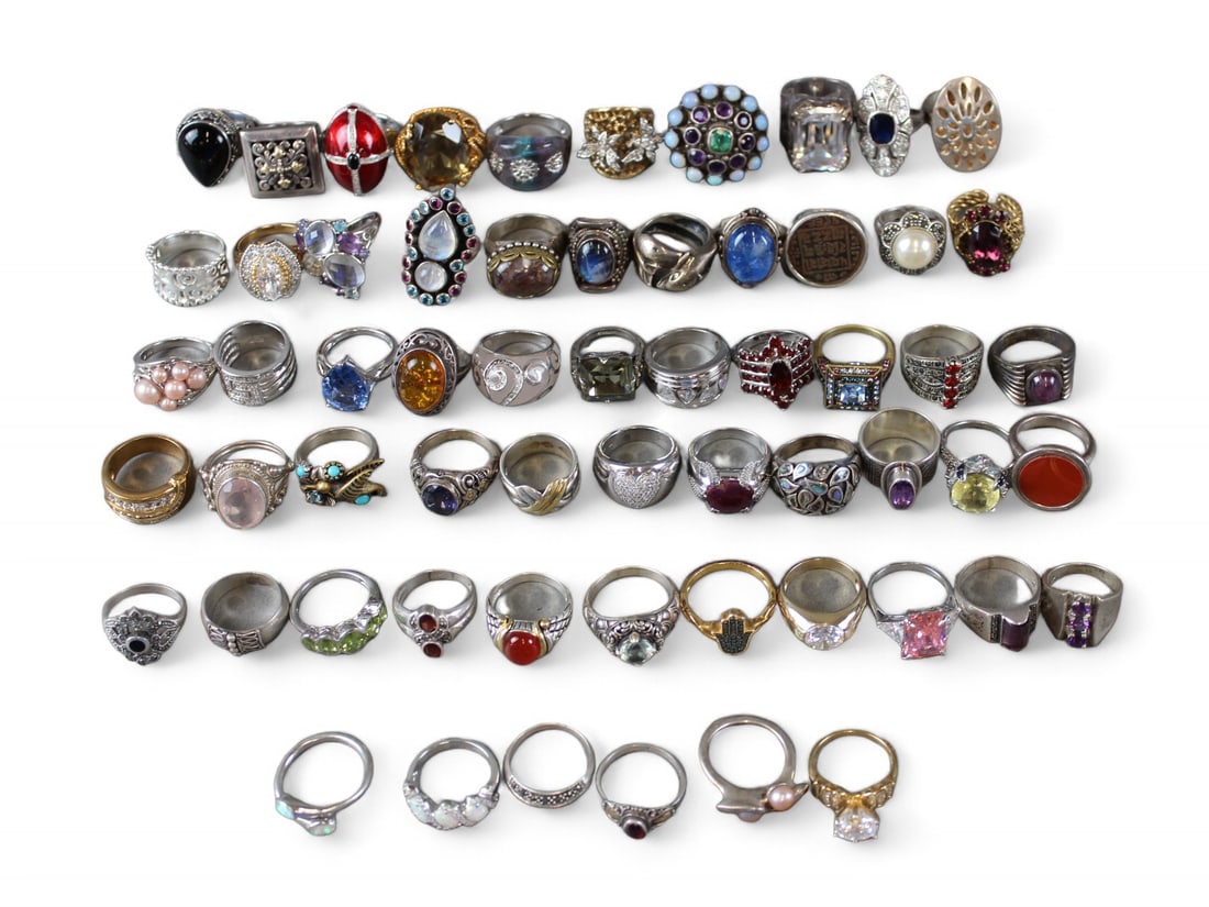 (60) Sterling Silver & Gemstone Rings (1 of 2)