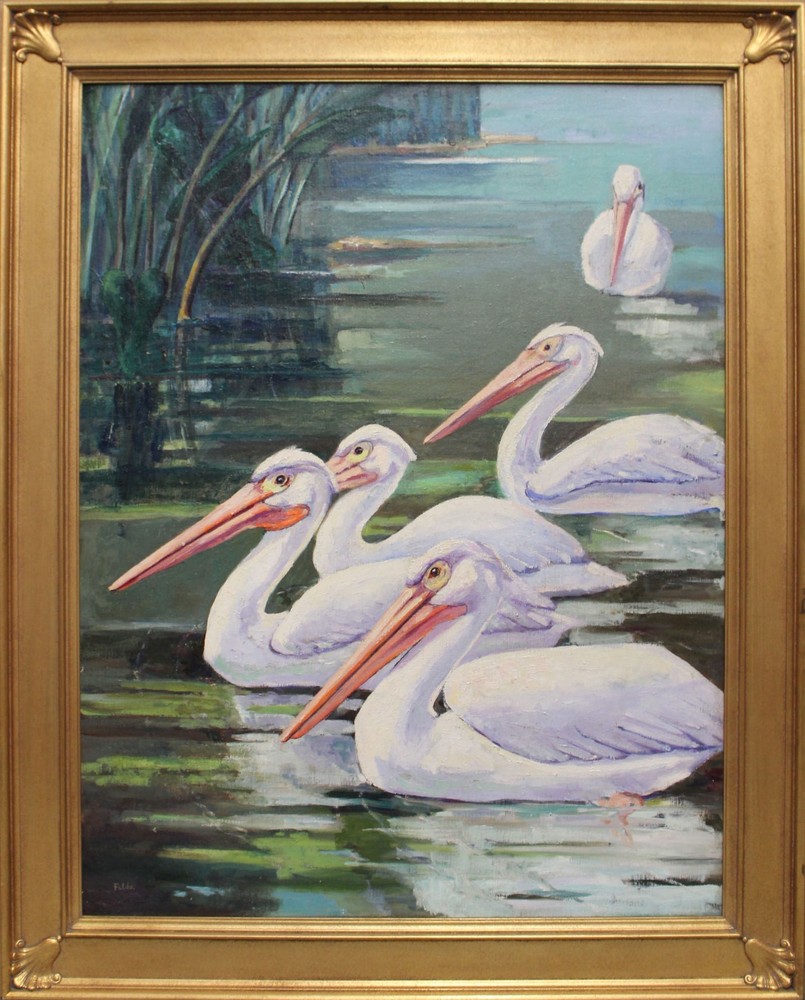 Elizabeth Margaret Rungius Fulda, "Five Pelicans" (1 of 3)