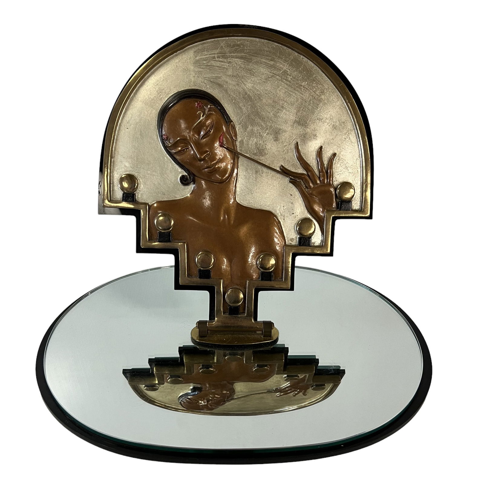 Erte, Vanity Bas Relief Bronze Table Mirror (1 of 5)
