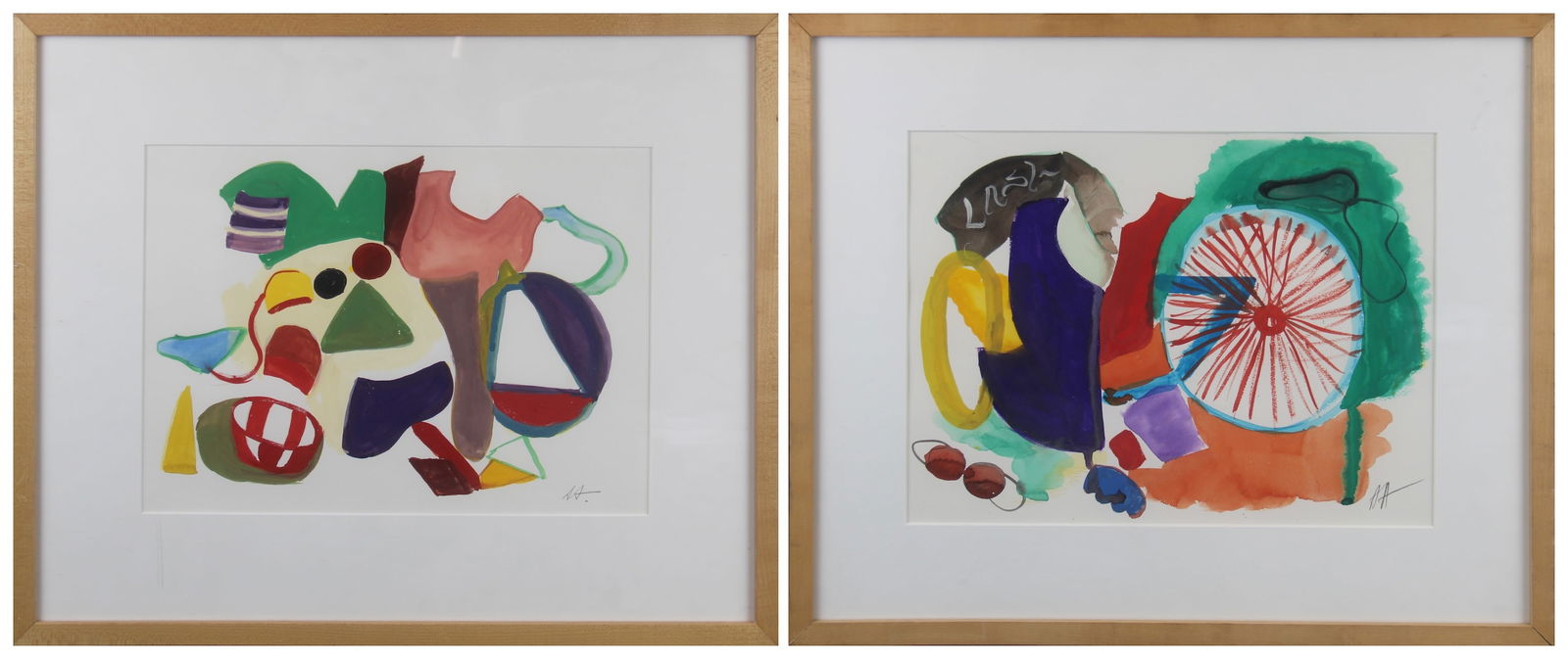 (2) Abstract Watercolors, Artist Signed (1 of 5)